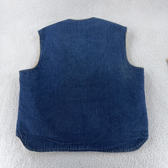 Vintage Come On Strong Vest Mens XL Blue Denim Sherpa Lined Workwear 80s USA - Picture 2 of 5